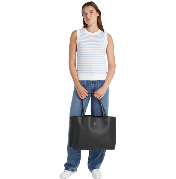 Τσάντα TOMMY HILFIGER TH Monogram Distinct Tote 17461 Μαύρο