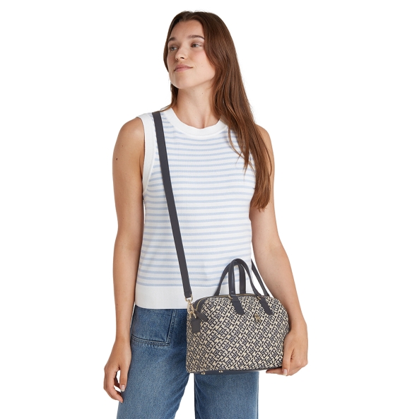 Τσάντα TOMMY HILFIGER TH Jacquard Med Duffle17633 Μπλε