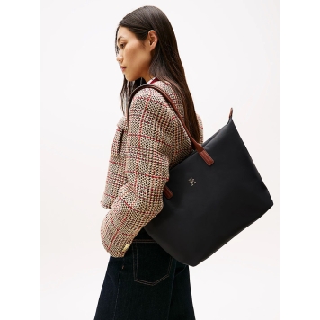 Τσάντα TOMMY HILFIGER TH Popette Monogram Tote 17711 Μαύρο