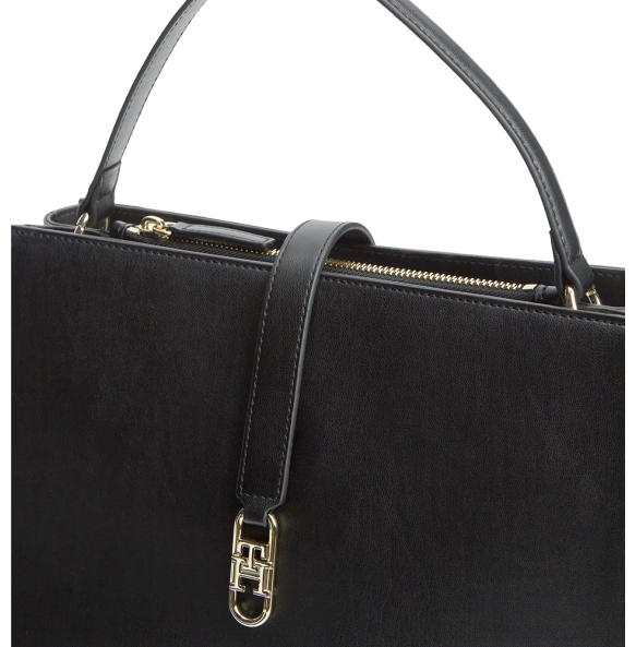 Τσάντα TOMMY HILFIGER TH Libre Monogram Satchel 17724 Μαύρο