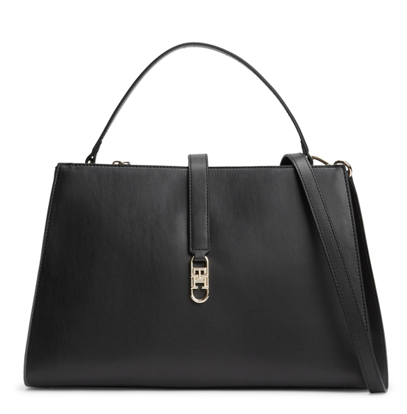 Τσάντα TOMMY HILFIGER TH Libre Monogram Satchel 17724 Μαύρο