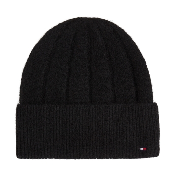 Σκουφάκι TOMMY HILFIGER TH Flag Fluffy Beanie 17779 Μαύρο