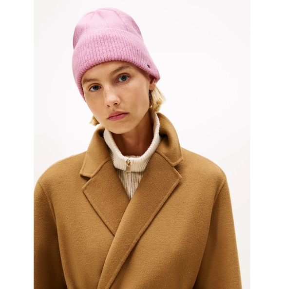 Σκουφάκι TOMMY HILFIGER TH Flag Fluffy Beanie 17779 Μωβ