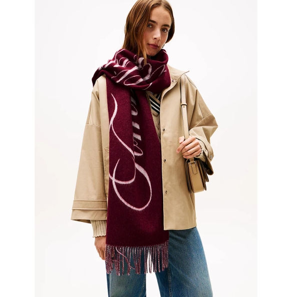Κασκόλ TOMMY HILFIGER Tommy Script Logo 17786 Κόκκινο