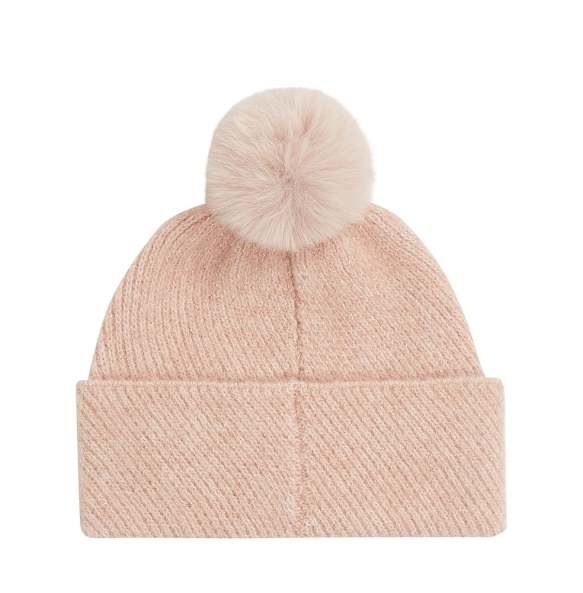 Σκουφάκι TOMMY HILFIGER TH Pom Pom Beanie Lurex 17855 Ροζ