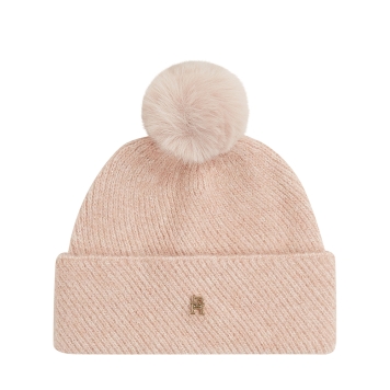 Σκουφάκι TOMMY HILFIGER TH Pom Pom Beanie Lurex 17855 Ροζ