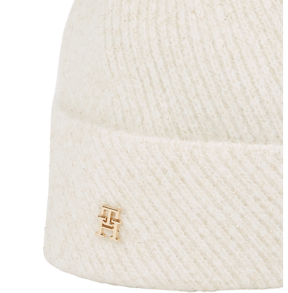 Σκουφάκι TOMMY HILFIGER TH Pom Pom Beanie Lurex 17855 Ιβουάρ