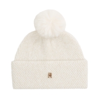 Σκουφάκι TOMMY HILFIGER TH Pom Pom Beanie Lurex 17855 Ιβουάρ