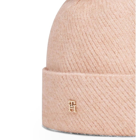 Σκουφάκι TOMMY HILFIGER TH Pom Pom Beanie Lurex 17855 Ροζ