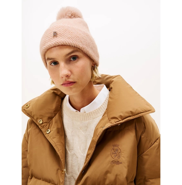 Σκουφάκι TOMMY HILFIGER TH Pom Pom Beanie Lurex 17855 Ροζ