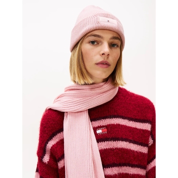 Σκουφάκι TOMMY HILFIGER TH Linear Logo Patch Beanie 17913 Ροζ