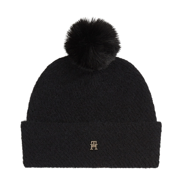 Σκουφάκι TOMMY HILFIGER TH Pom Pom Beanie 18178 Μαύρο