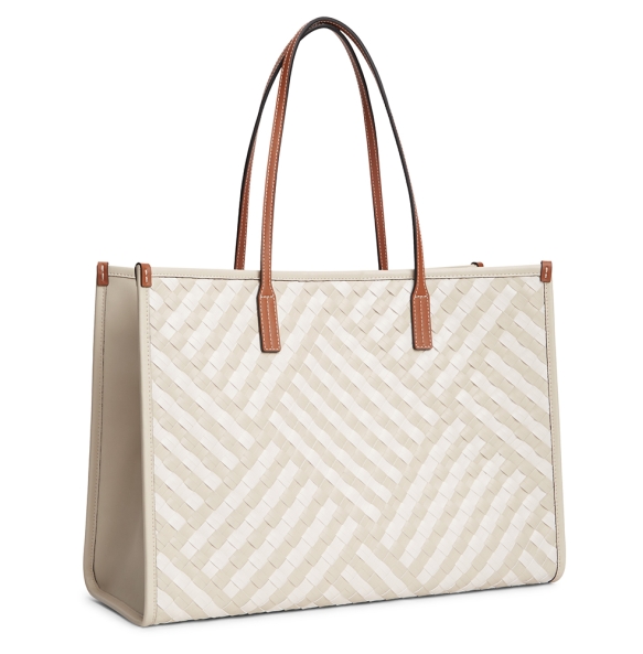 Τσάντα TOMMY HILFIGER TH City Monogram Woven Tote Bag 18394 Μπεζ