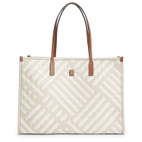 Τσάντα TOMMY HILFIGER TH City Monogram Woven Tote Bag 18394 Μπεζ