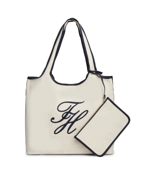 Τσάντα TOMMY HILFIGER TH Summer Tote Canvas 18398 Μπεζ