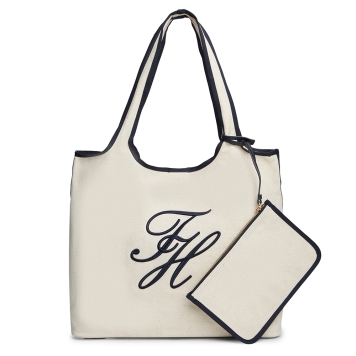 Τσάντα TOMMY HILFIGER TH Summer Tote Canvas 18398 Μπεζ