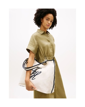 Τσάντα TOMMY HILFIGER TH Summer Tote Canvas 18398 Μπεζ