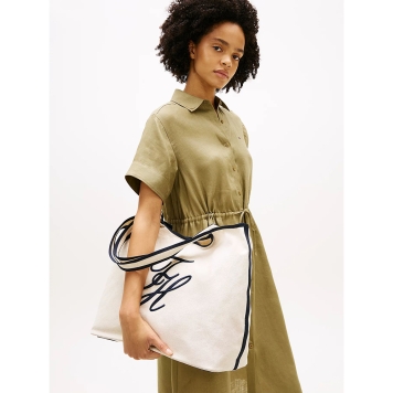 Τσάντα TOMMY HILFIGER TH Summer Tote Canvas 18398 Μπεζ