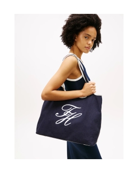 Τσάντα TOMMY HILFIGER TH Summer Tote Canvas 18398 Μπλε