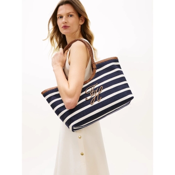 Τσάντα TOMMY HILFIGER TH Summer Tote Stripe 18400 Μπλε