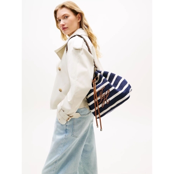 Τσάντα TOMMY HILFIGER TH Summer Bucket Stripe 18401 Μπλε