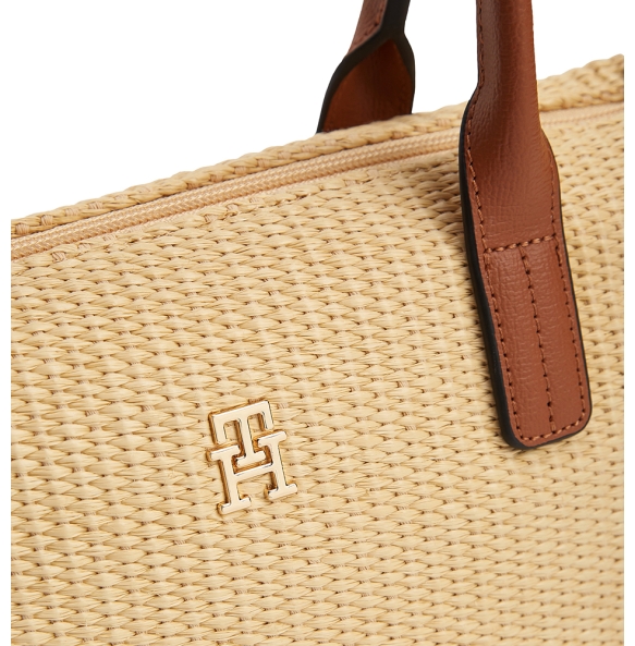 Τσάντα TOMMY HILFIGER TH Popette Mini Raffia 18523 Μπεζ