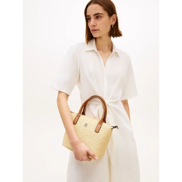 Τσάντα TOMMY HILFIGER TH Popette Mini Raffia 18523 Μπεζ