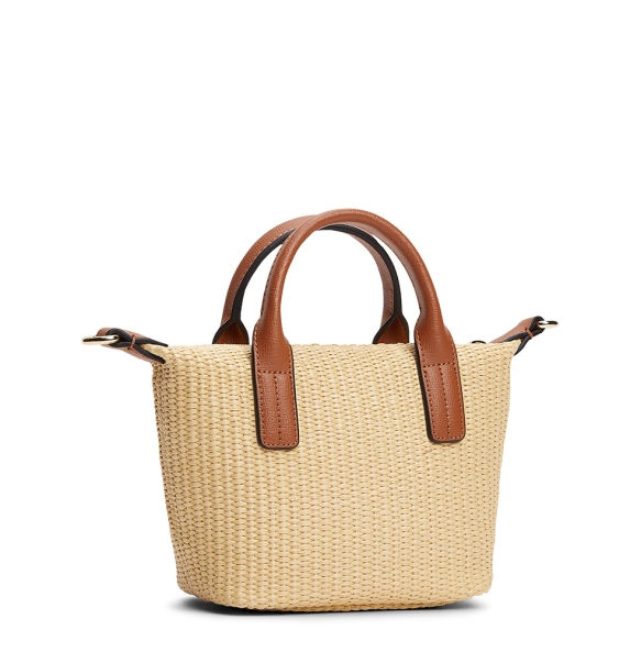 Τσάντα TOMMY HILFIGER TH Popette Micro Tote Raffia 18526 Μπεζ