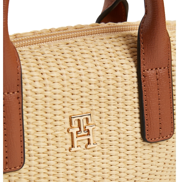 Τσάντα TOMMY HILFIGER TH Popette Micro Tote Raffia 18526 Μπεζ