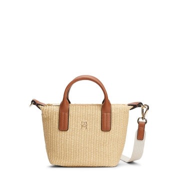 Τσάντα TOMMY HILFIGER TH Popette Micro Tote Raffia 18526 Μπεζ