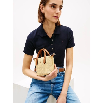 Τσάντα TOMMY HILFIGER TH Popette Micro Tote Raffia 18526 Μπεζ