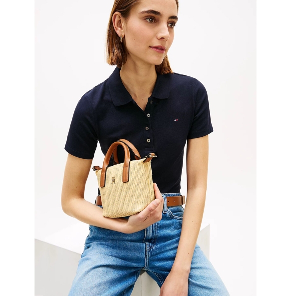 Τσάντα TOMMY HILFIGER TH Popette Micro Tote Raffia 18526 Μπεζ