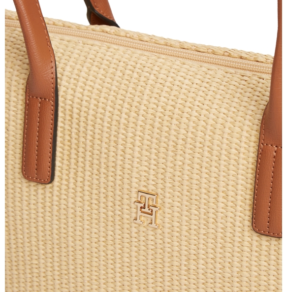 Τσάντα TOMMY HILFIGER TH Popette Tote Raffia 18528 Μπεζ Τσάντα TOMMY HILFIGER TH Popette Tote Raffia 18528 Μπεζ