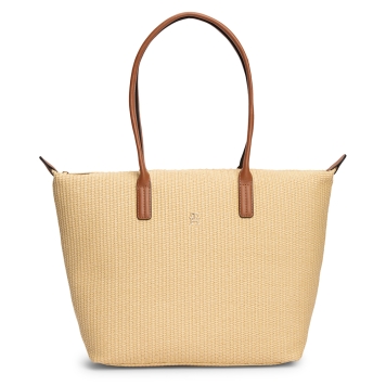Τσάντα TOMMY HILFIGER TH Popette Tote Raffia 18528 Μπεζ