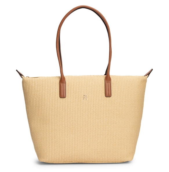 Τσάντα TOMMY HILFIGER TH Popette Tote Raffia 18528 Μπεζ Τσάντα TOMMY HILFIGER TH Popette Tote Raffia 18528 Μπεζ