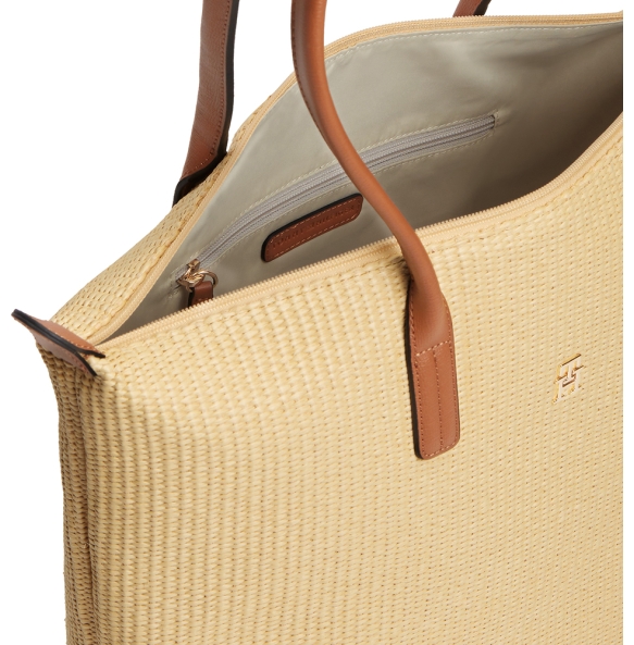 Τσάντα TOMMY HILFIGER TH Popette Tote Raffia 18528 Μπεζ Τσάντα TOMMY HILFIGER TH Popette Tote Raffia 18528 Μπεζ