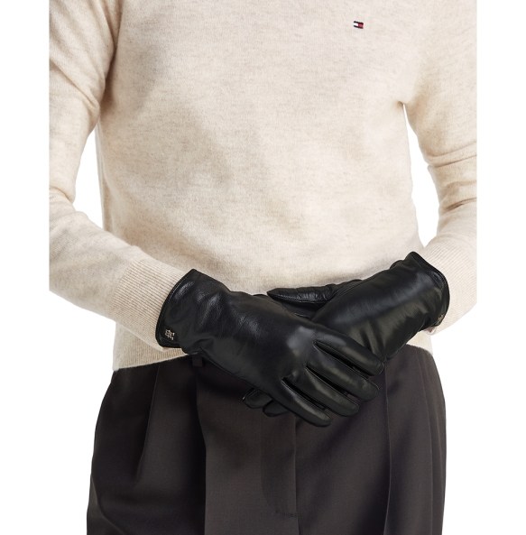 Δερμάτινα γάντια TOMMY HILFIGER TH Elevated Chic 18586 Μαύρο