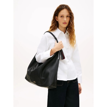 Τσάντα  TOMMY HILFIGER TH Leather Tassel Hobo 18622 Μαύρο