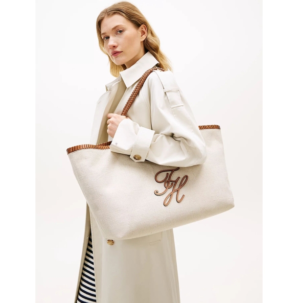 Τσάντα TOMMY HILFIGER TH Summer Maxi Tote Canvas 18629 Μπεζ