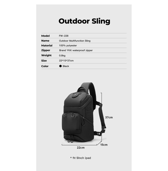 Σακίδιο χιαστί Sling Bag BANGE FW228 Μαύρο Σακίδιο χιαστί Sling Bag BANGE FW228 Μαύρο