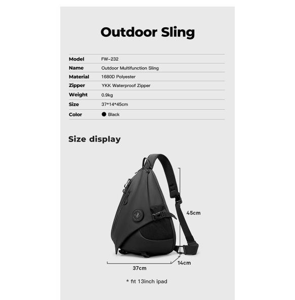 Σακίδιο χιαστί Sling Bag BANGE FW232 Μαύρο Σακίδιο χιαστί Sling Bag BANGE FW232 Μαύρο
