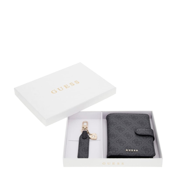 Κουτί δώρου GUESS με Θήκη διαβατηρίου και μπρελόκ Gift Box GFBOXWP5402 Ανθρακί