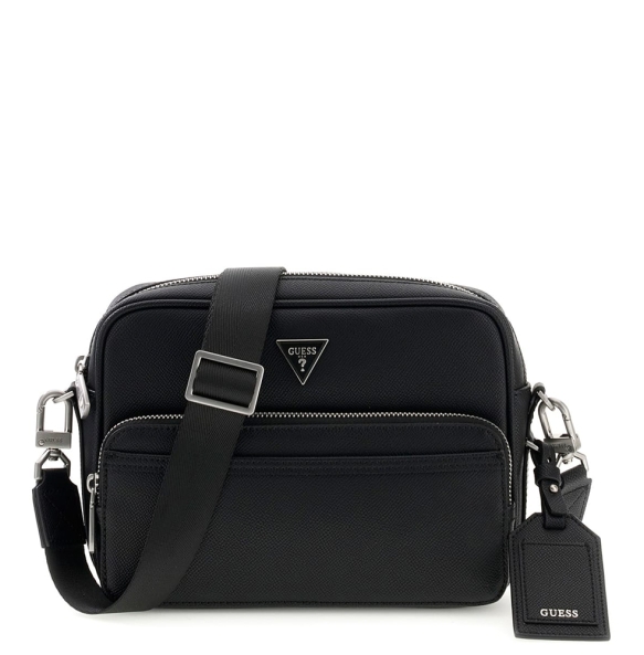 Τσάντα GUESS Milano Crossbody Double ZIp HMMISLP6422 Μαύρο Τσάντα GUESS Milano Crossbody Double ZIp HMMISLP6422 Μαύρο