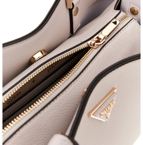 Τσάντα GUESS Meridian Girlfriend Satchel HWBG6974060 Ιβουάρ
