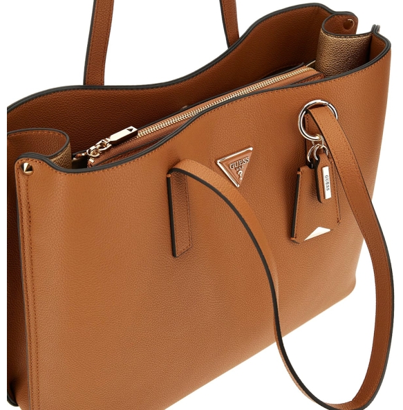 Τσάντα GUESS Meridian Girlfriend Tote HWPG9648230 Καφέ