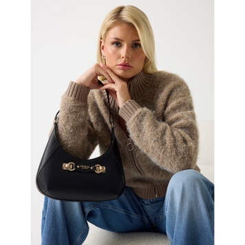 Τσάντα GUESS Mimina Top Zip Shoulder Bag HWBG8015180 Μαύρο