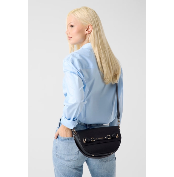 Τσάντα GUESS Camelia Flap Shoulder Bag HWBG9742190 Μαύρο
