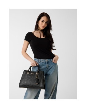 Τσάντα GUESS Cresidia Society Satchel HWPD9888070 Μαύρο