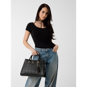 Τσάντα GUESS Cresidia Society Satchel HWPD9888070 Μαύρο