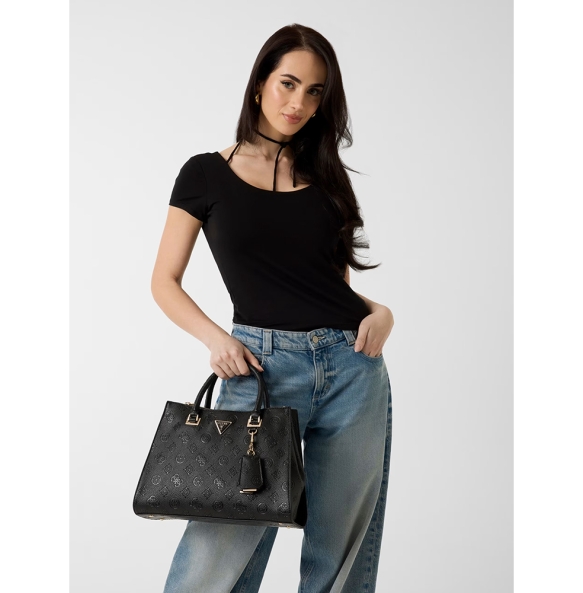 Τσάντα GUESS Cresidia Society Satchel HWPD9888070 Μαύρο